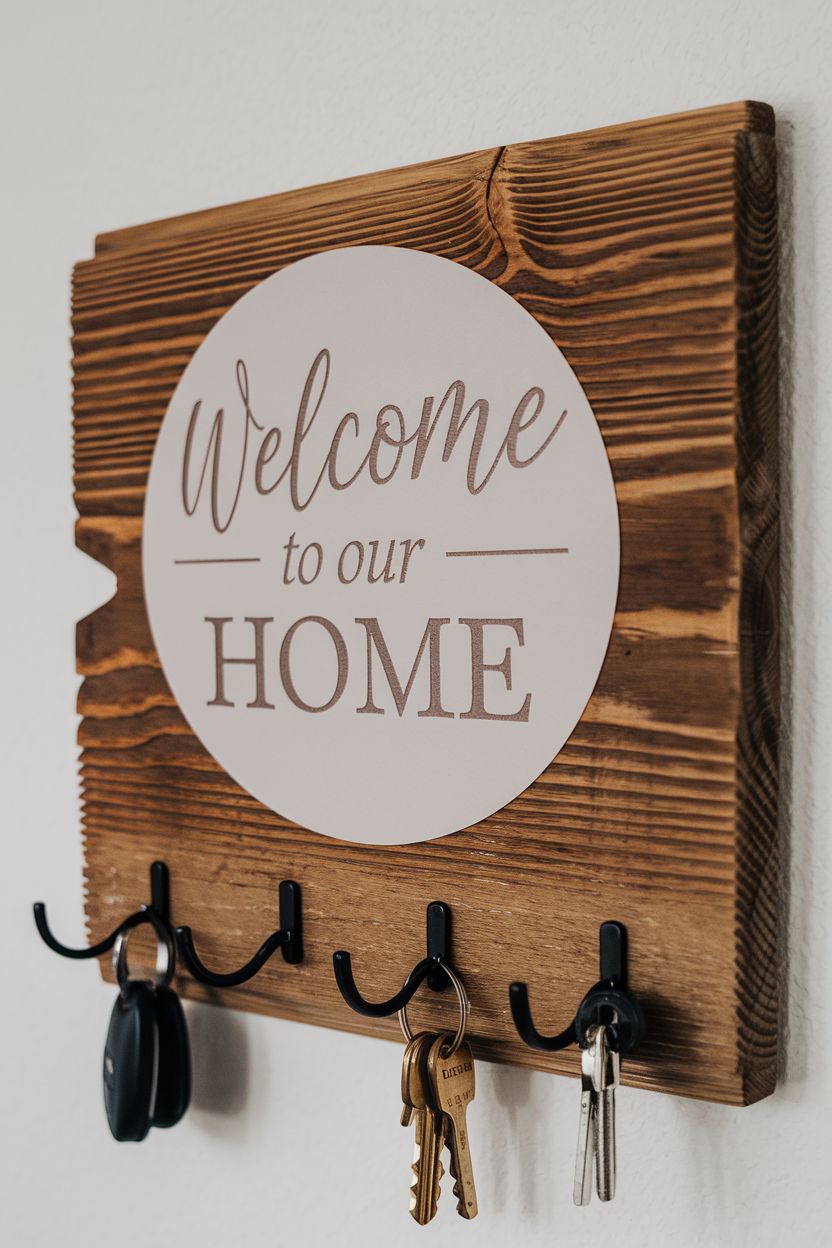 Portallaves rústico madera natural